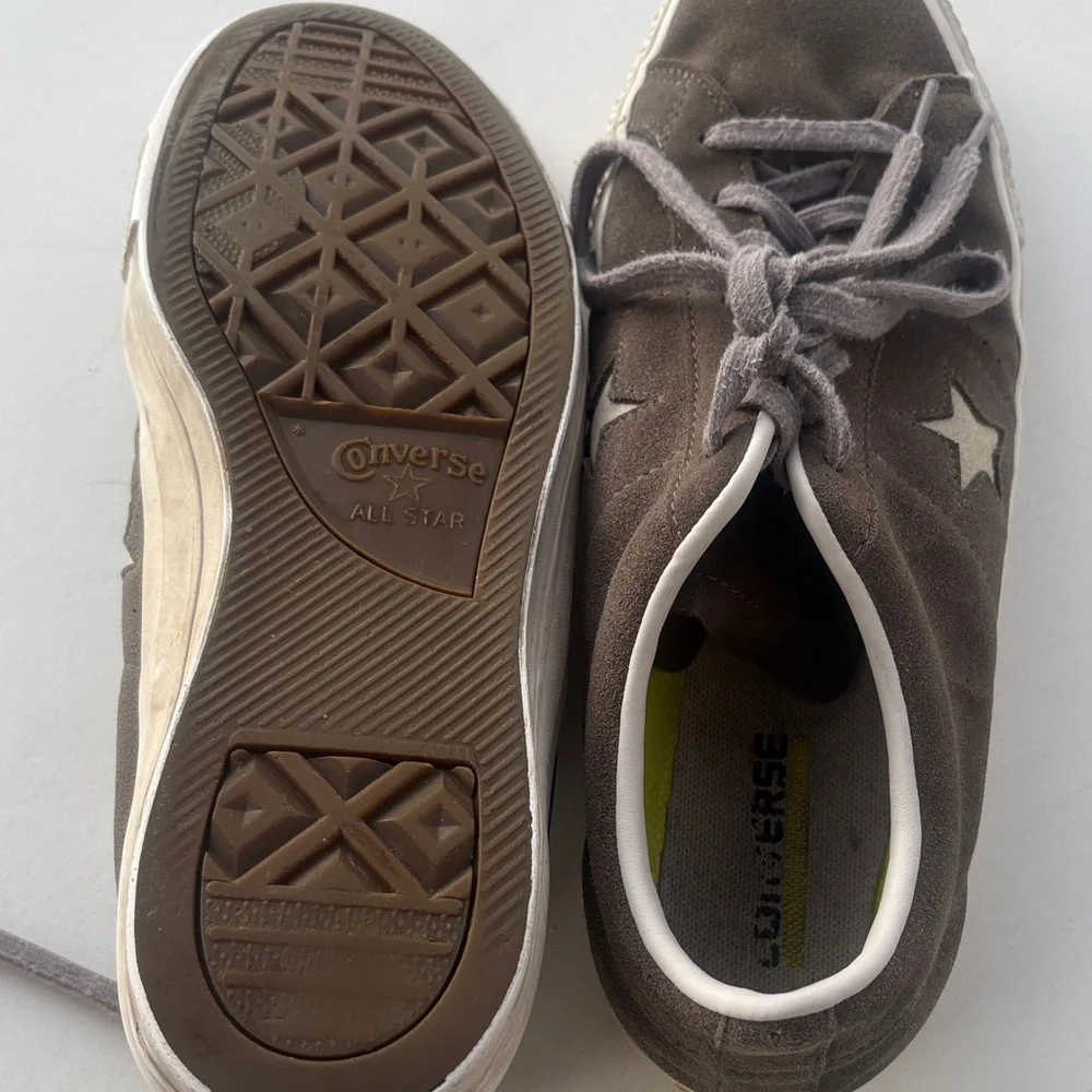 Converse Brown Suede Sneakers with Star Accents - Picture 4 of 6